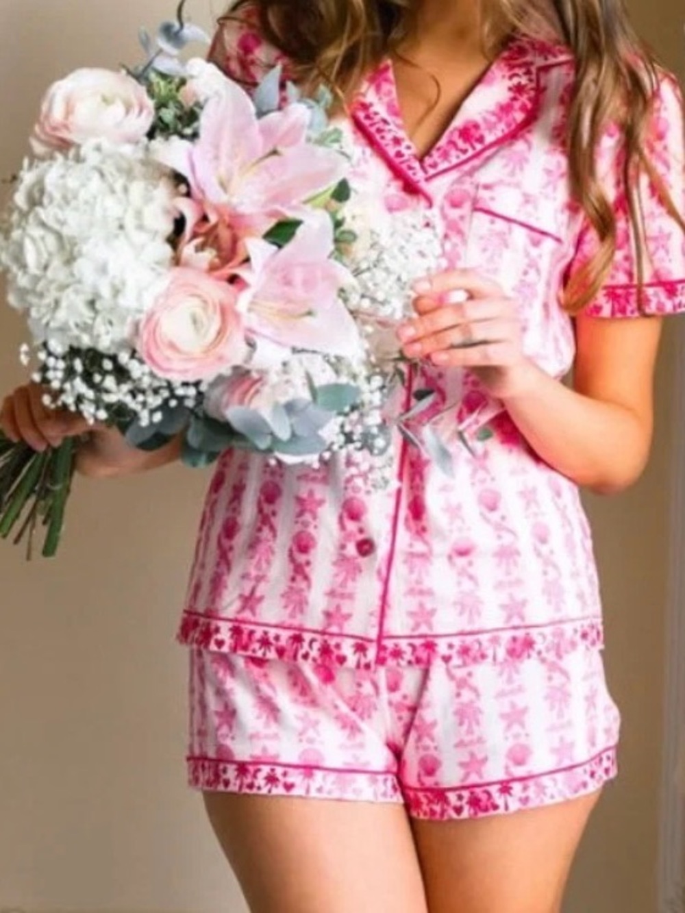 Pink Palm Pajamas in Blush Bay -NWT -M